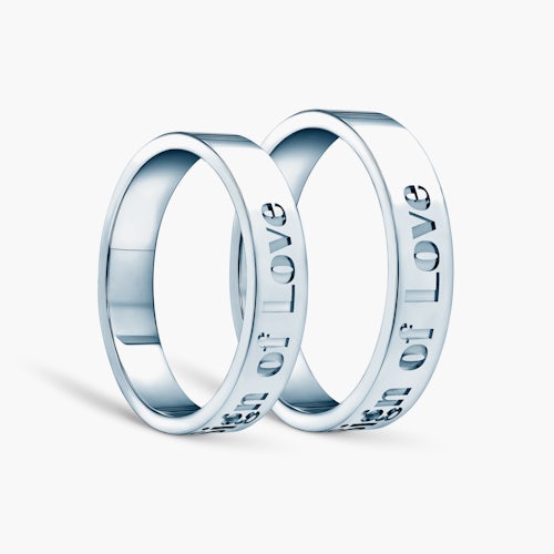 Obrączki partnerskie Sign of Love®: białe złoto, diament, płaskie 4mm